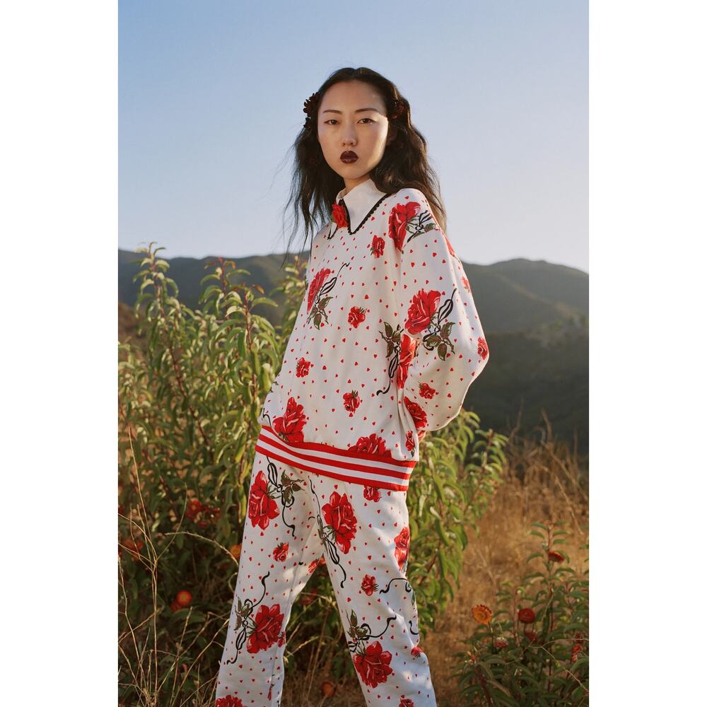 Rodarte Rose Printed Sweatshirt & Jogger Set